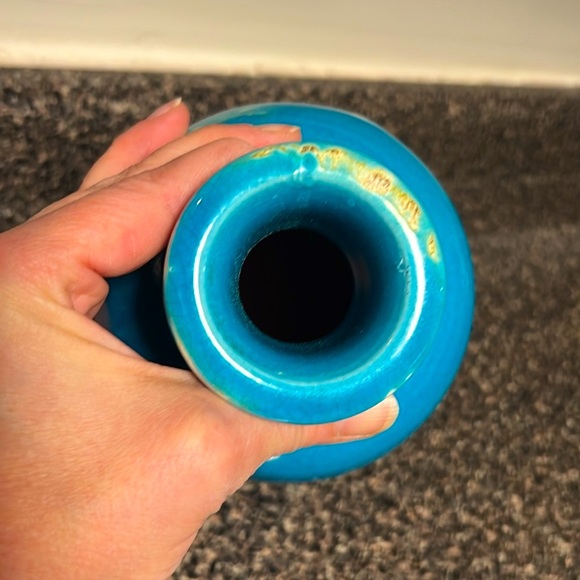 🐚 8” HANDCRAFTED BLUE POTTERY SEA SCALLOP SHELL “SEA LIFE” VASE OCEAN SEA DECOR - Picture 5 of 8